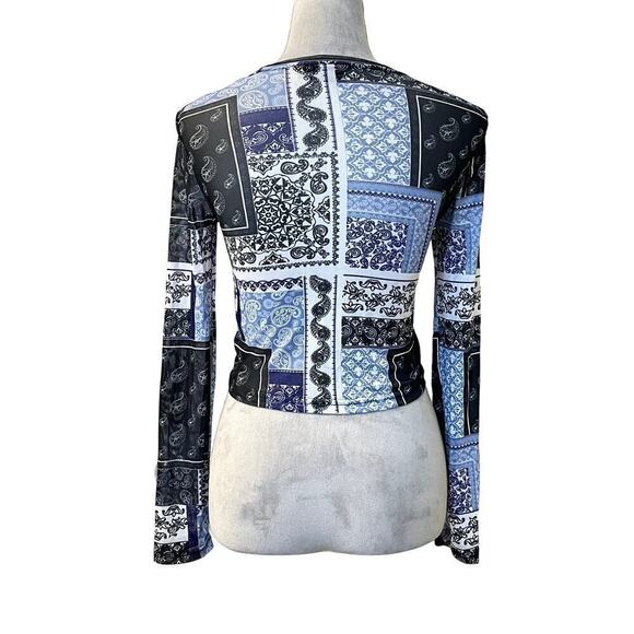 Aaliyah One in A Million Cropped Top LS Black Sheer Y2K 90s Gothic Stretch - Picture 3 of 8